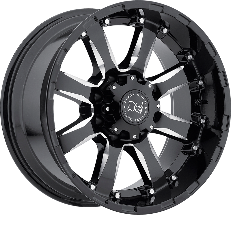 Black Rhino 20x10 Sierra Gloss Black w/ Milled Spokes -23mm