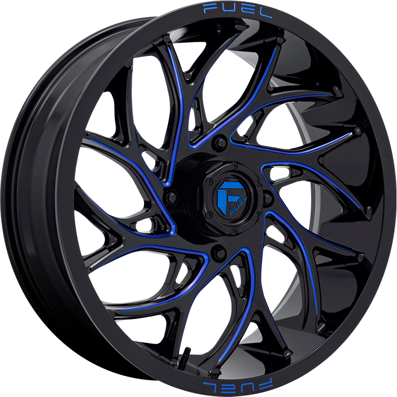 Fuel UTV 18x7 D778 Runner Gloss Black Milled Candy Blue +13mm