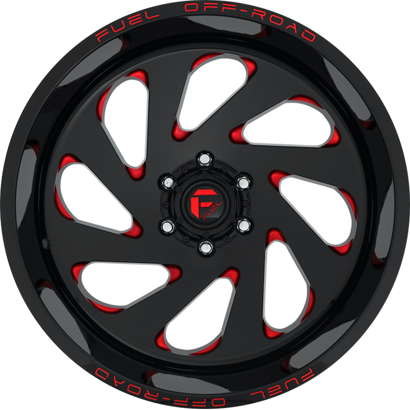 Fuel 20x10 D638 Vortex Gloss Black w/ Candy Red -18mm