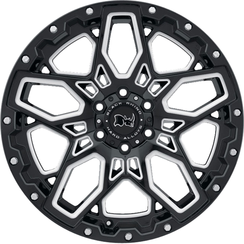 Black Rhino 17x9.5 Shrapnel Gloss Black w/ Milled Spokes +12mm