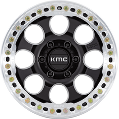 KMC 17x9 KM237 Riot Beadlock Satin Black w/ Machined Ring -12mm