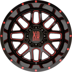 XD 20x9 XD820 Grenade Satin Black Milled w/ Red Clear Coat +18mm