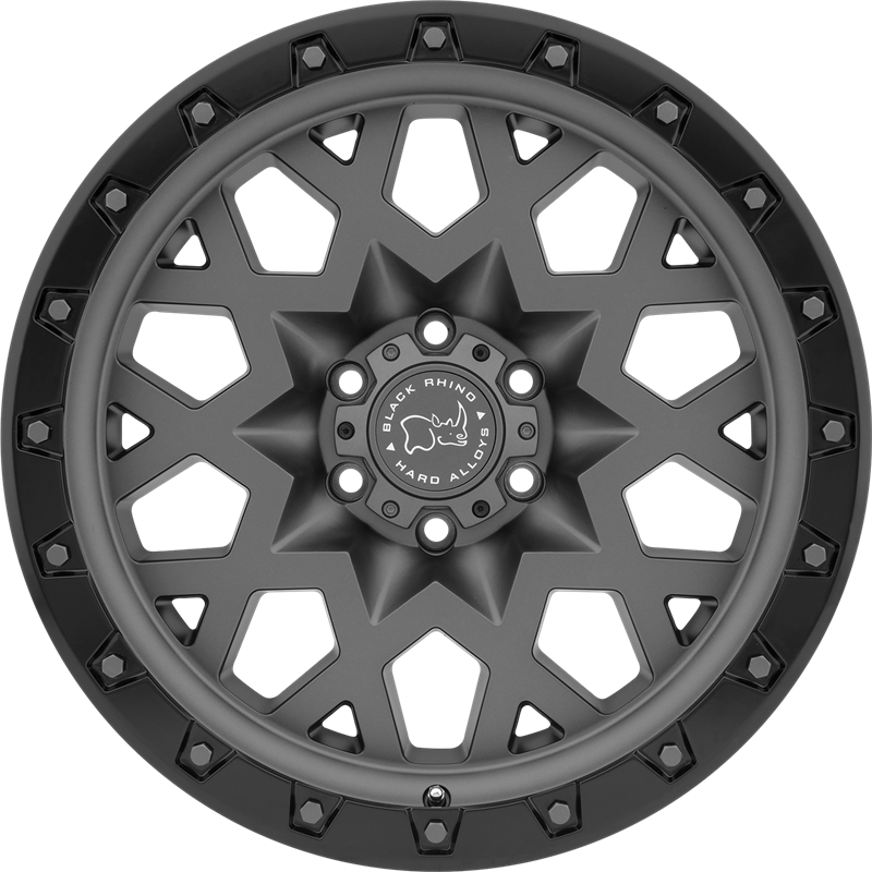 Black Rhino 18x9.5 Sprocket Matte Gunmetal w/ Black Lip Edge and Gunmetal Bolts +0mm