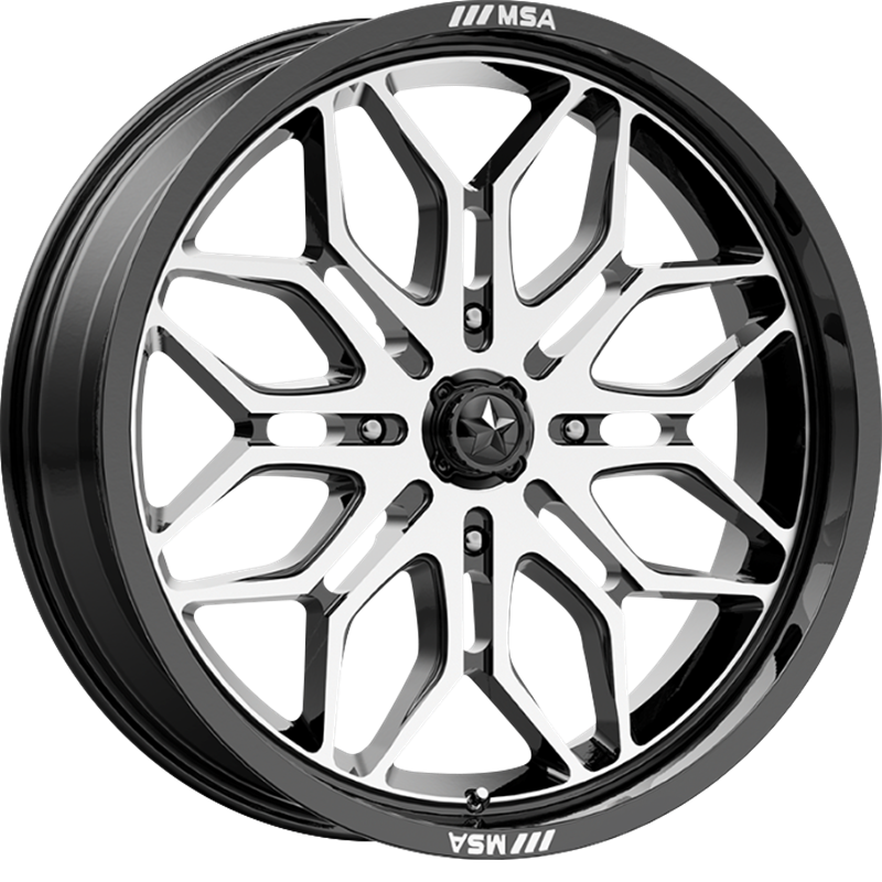 MSA Offroad Wheels 20x7 M47 Sniper Gloss Black Machined +10mm