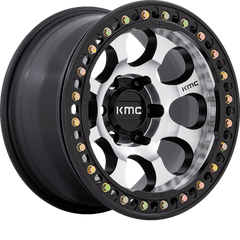 KMC 17x9 KM237 Riot Beadlock Satin Black w/ Machined Face -12mm