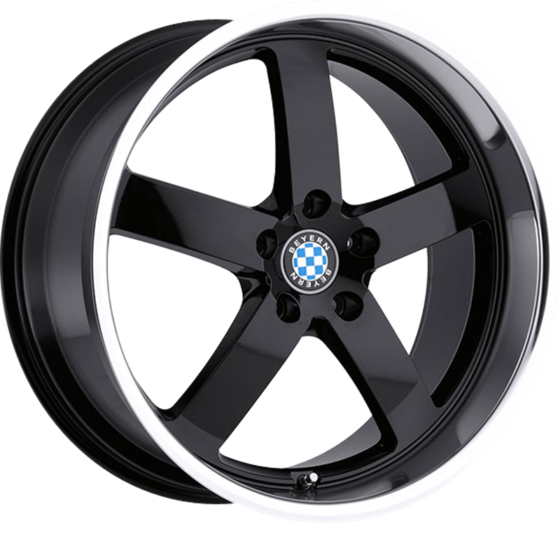 Beyern 17x8 Rapp Gloss Black w/ Mirror Cut Lip +15mm