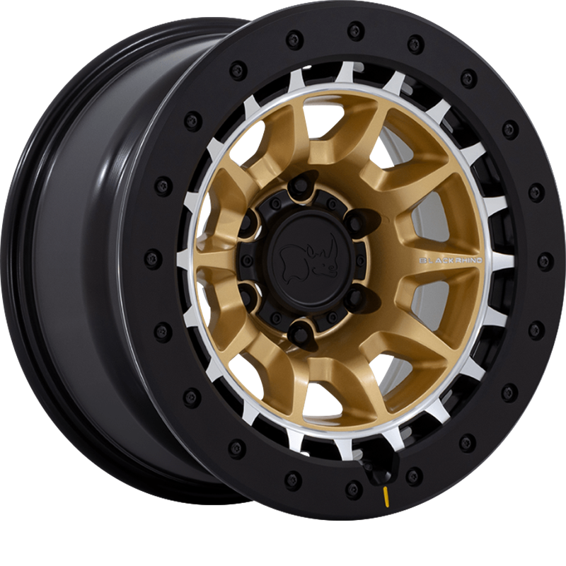 Black Rhino 17x8.5 BR016 Tusk Matte Gold w/ Machined Ring and Black Bolts -10mm