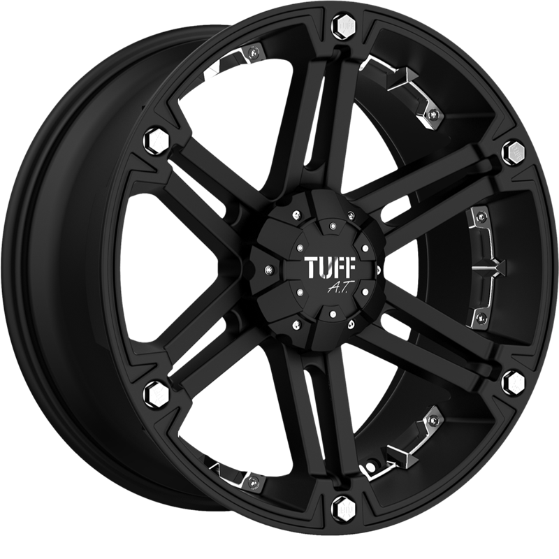 Tuff 20x9 T01 Flat Black w/ Chrome Inserts +10mm