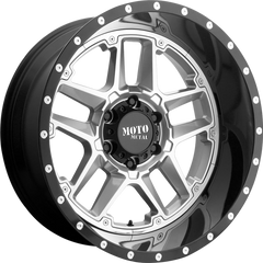 Moto Metal 20x12 MO987 Sentry Gloss Silver w/ Gloss Black Lip -44mm