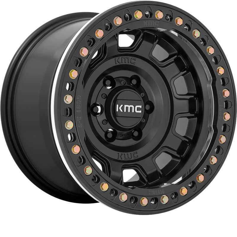 KMC 17x9 KM236 Tank Beadlock Satin Black -38mm