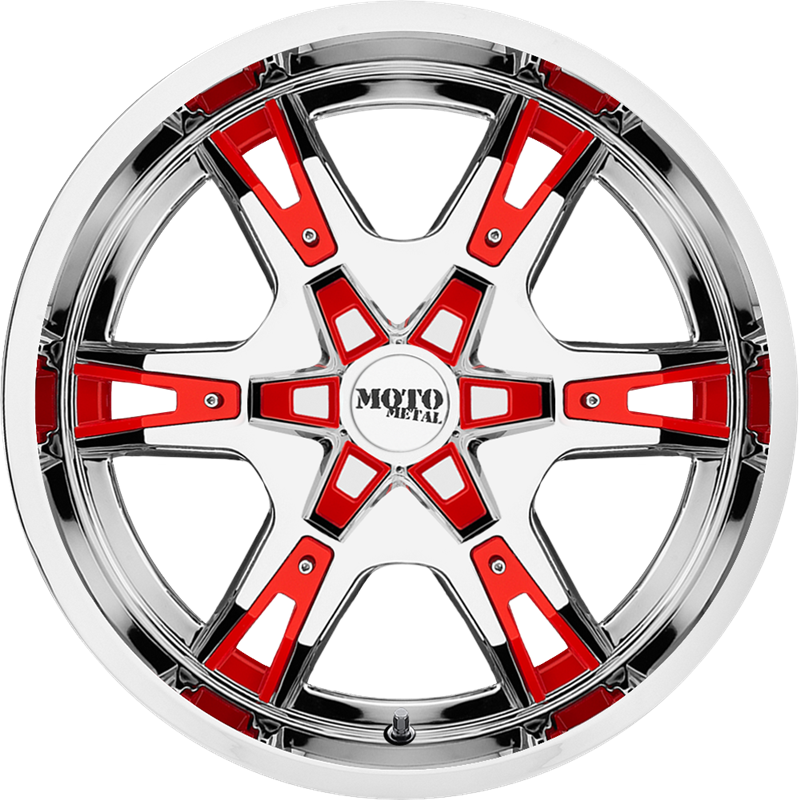 Moto Metal 20x9 MO969 Chrome w/ Red and Black Accents +0mm