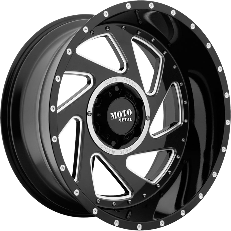 Moto Metal 20x12 MO989 Change Up Gloss Black Milled w/ Brushed Inserts -44mm