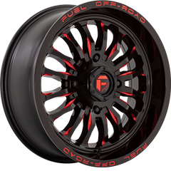 Fuel UTV 18x7 D822 Arc Gloss Black w/ Red Milling +13mm