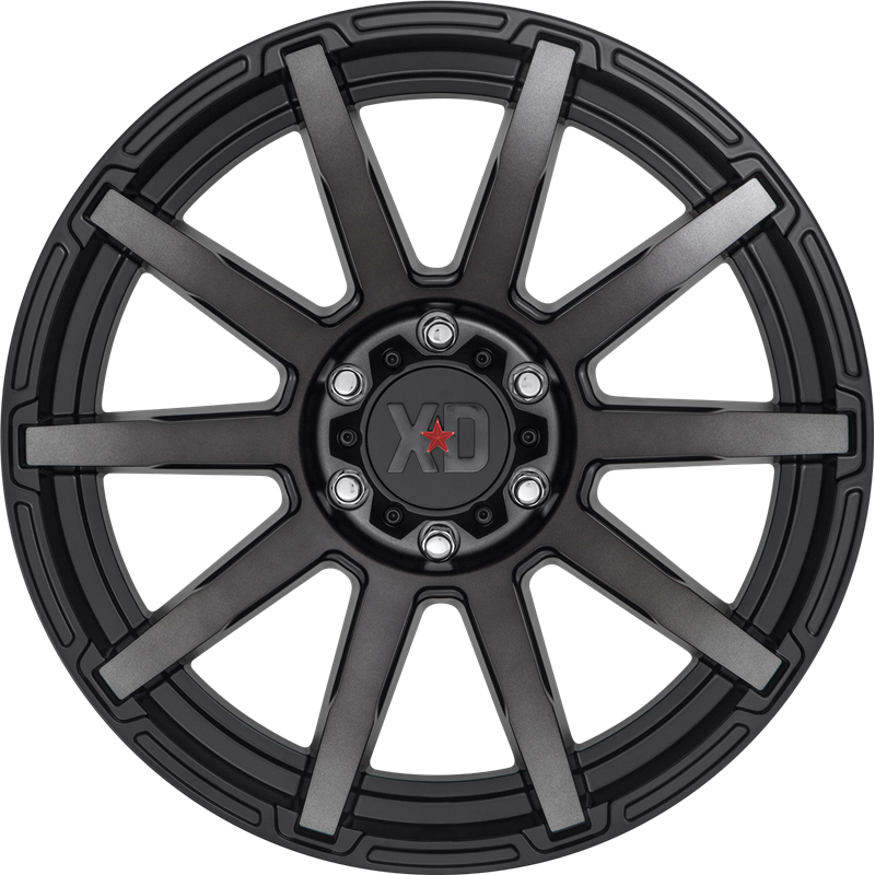 XD 20x9 XD847 Outbreak Satin Black w/ Gray Tint +18mm