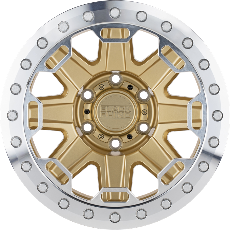 Black Rhino 17x8.5 Rift Beadlock Matte Gold w/ Machined Ring -38mm