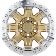 Black Rhino 17x8.5 Rift Beadlock Matte Gold w/ Machined Ring -38mm