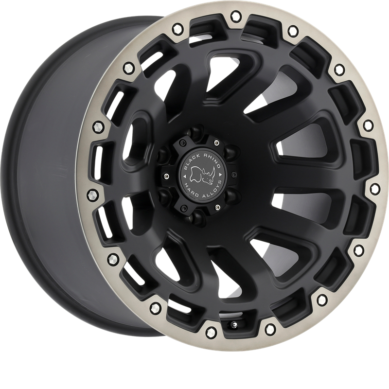 Black Rhino 20x12 Razorback Matte Black w/ Machined Dark Tint Lip -44mm