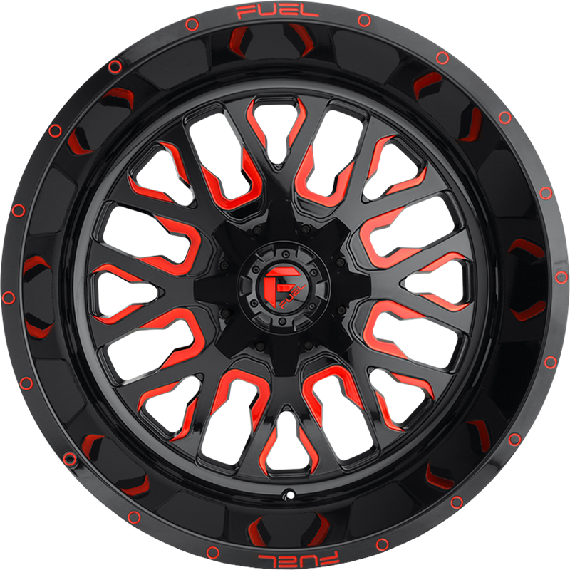 Fuel 20x12 D612 Stroke Gloss Black w/ Candy Red -43mm