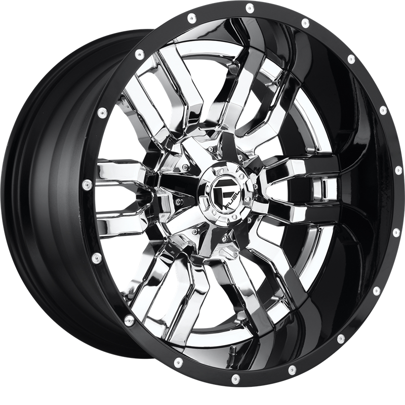 Fuel 20x10 D270 Sledge Chrome Face w/ Gloss Black Lip -18mm