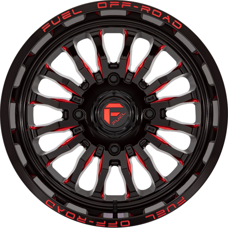 Fuel UTV 18x7 D822 Arc Gloss Black w/ Red Milling +13mm