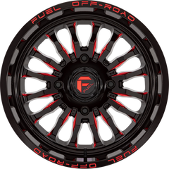 Fuel UTV 18x7 D822 Arc Gloss Black w/ Red Milling +13mm