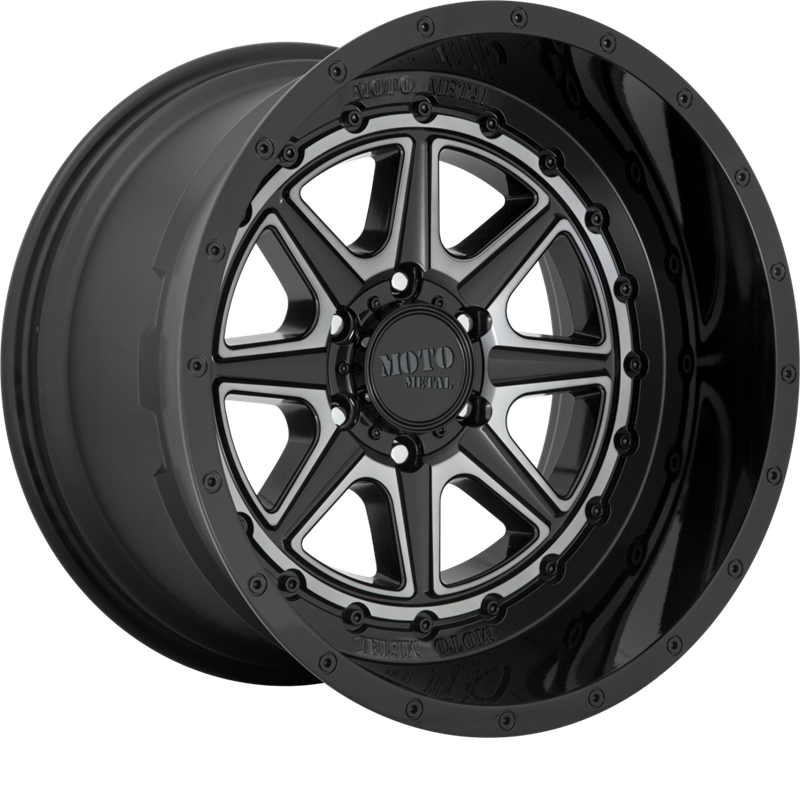 Moto Metal 20x12 MO801 Phantom Gloss Black w/ Gray Tint -44mm