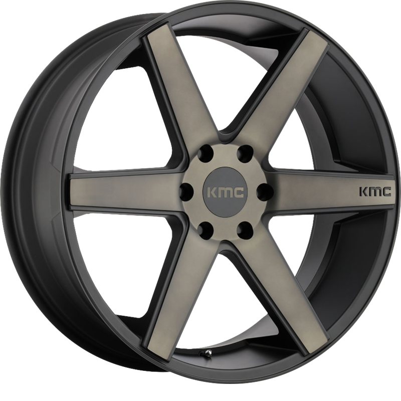 KMC 20x8.5 KM704 District Truck Matte Black w/ Dark Tint +15mm