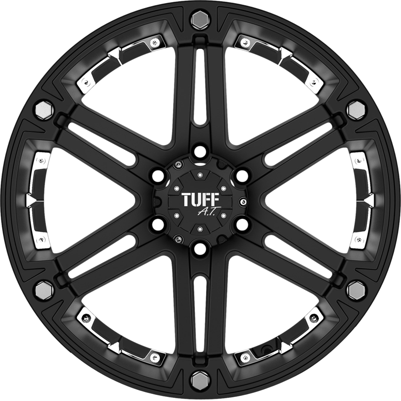 Tuff 20x9 T01 Flat Black w/ Chrome Inserts +10mm