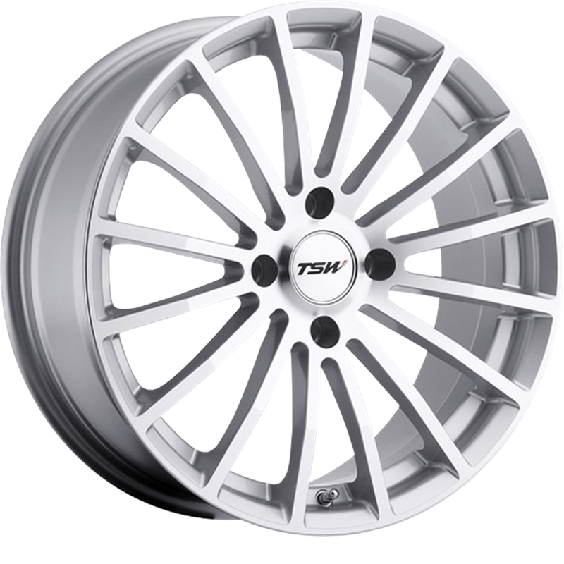 TSW 17x8 Mallory Silver w/ Mirror Cut Face +32mm