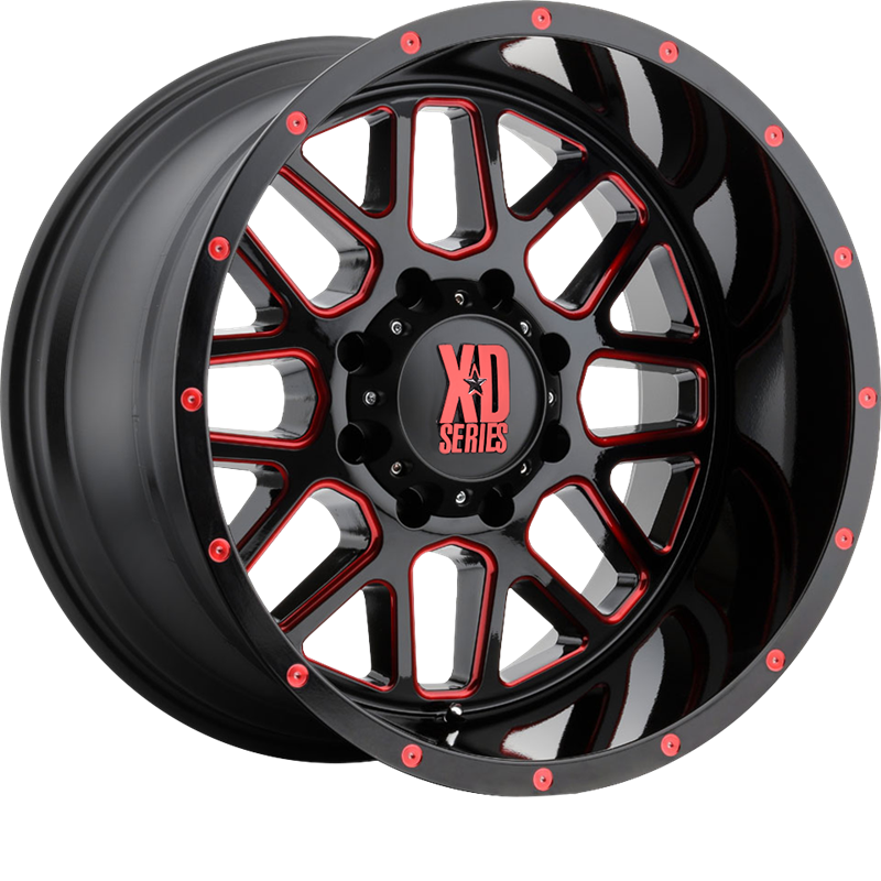 XD 20x10 XD820 Grenade Satin Black Milled w/ Red Clear Coat -24mm