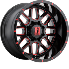 XD 20x10 XD820 Grenade Satin Black Milled w/ Red Clear Coat -24mm