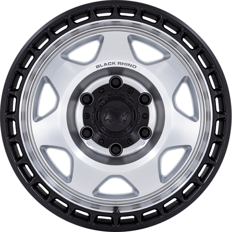 Black Rhino 17x8.5 BR018 Voyager Silver w/ Machined Face and Matte Black Lip -10mm