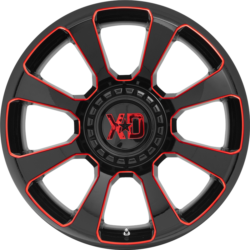 XD 20x9 XD854 Reactor Gloss Black Milled w/ Red Tint +18mm