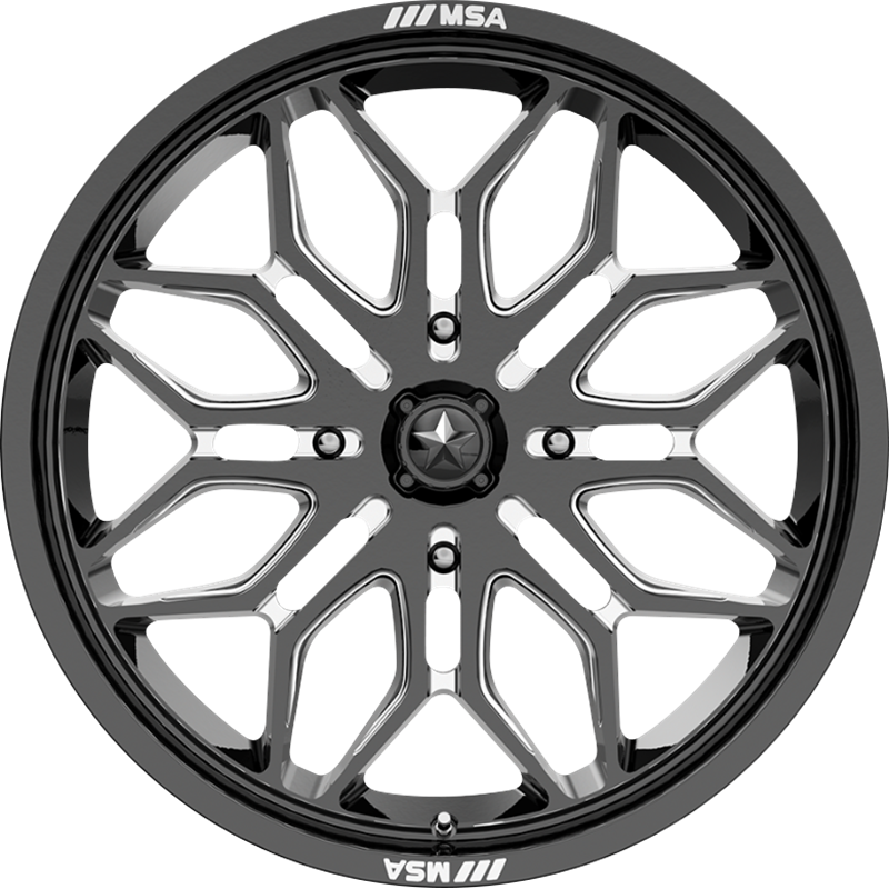 MSA Offroad Wheels 20x7 M47 Sniper Gloss Black Milled +10mm