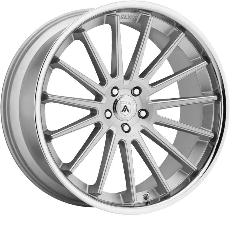 Asanti 20x10.5 ABL-24 Beta Brushed Silver w/ Chrome Lip +45mm