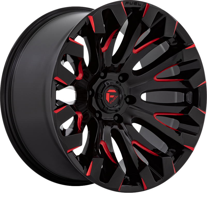 Fuel 20x9 D829 Quake Gloss Black Milled w/ Red Tint +1mm