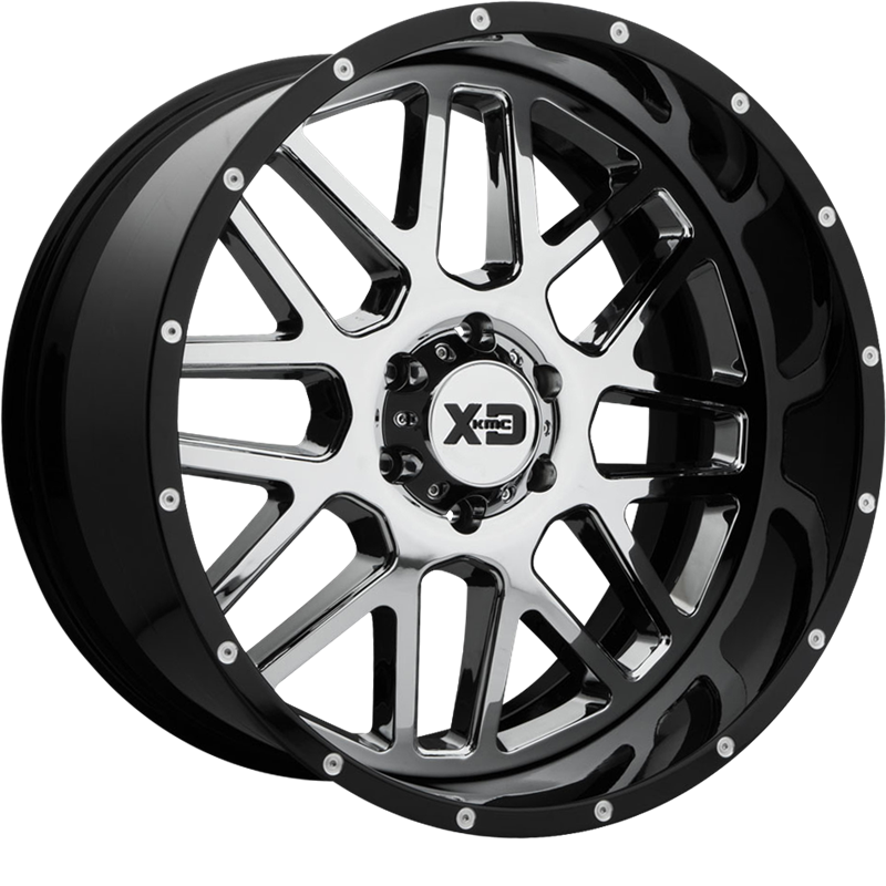 XD 20x10 XD201 Grenade Chrome w/ Gloss Black Milled Lip -18mm