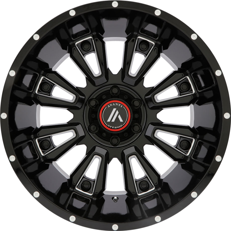 Asanti 20x9 AB808 Blackhawk Gloss Black Milled +18mm