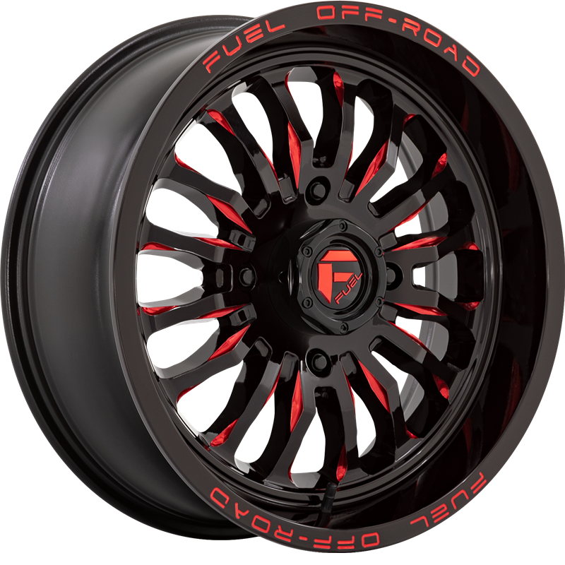 Fuel UTV 20x7 D822 Arc Gloss Black w/ Red Milling +13mm