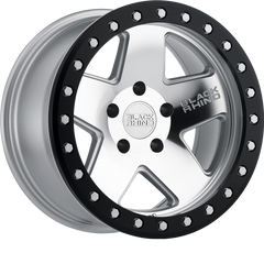 Black Rhino 17x8.5 Crawler Beadlock Silver w/ Mirror Face and Black Lip Ring +0mm