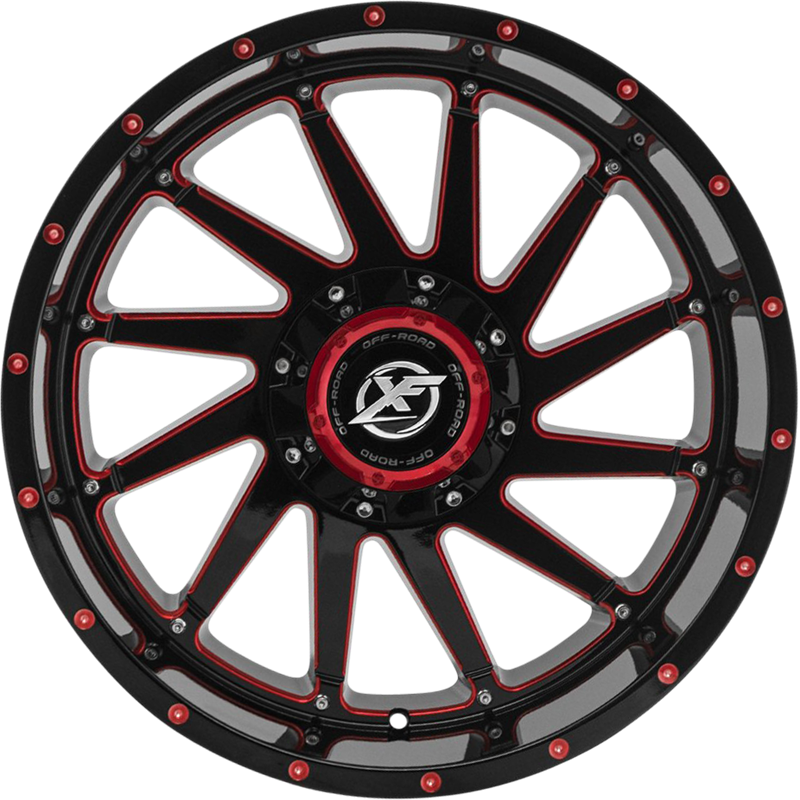 XF Off-Road 20x10 XF-216 Gloss Black w/ Red Milling -12mm