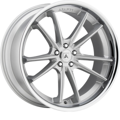 Asanti 20x10.5 ABL-23 Sigma Brushed Silver w/ Chrome Lip +45mm