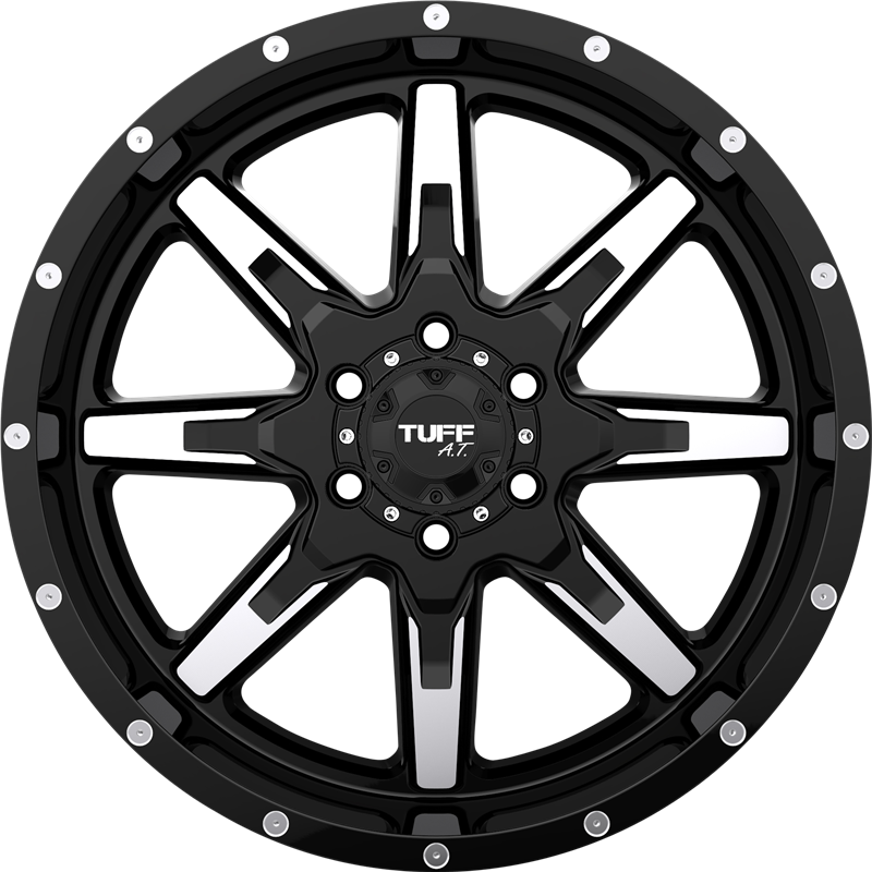 Tuff 20x10 T15 Gloss Black w/ Machined Face -19mm