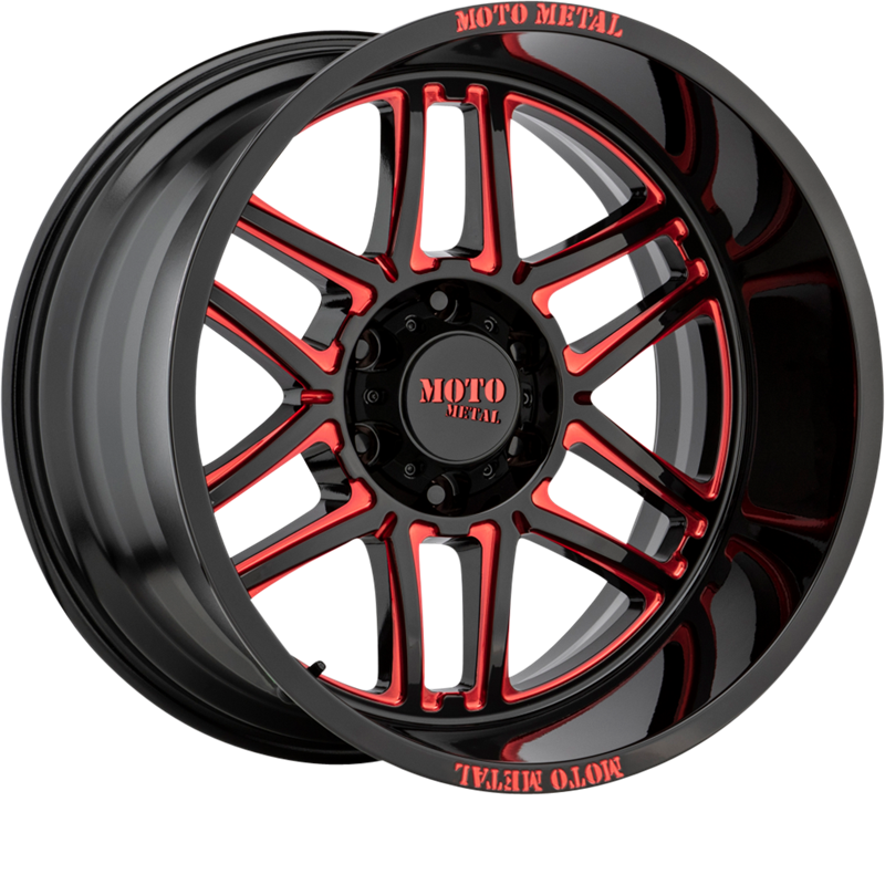 Moto Metal 20x10 MO992 Folsom Gloss Black Milled w/ Red Tint -18mm