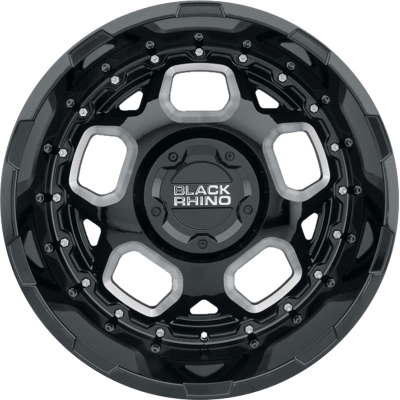 Black Rhino 20x11.5 Gusset Gloss Black w/ Milled Spokes -44mm