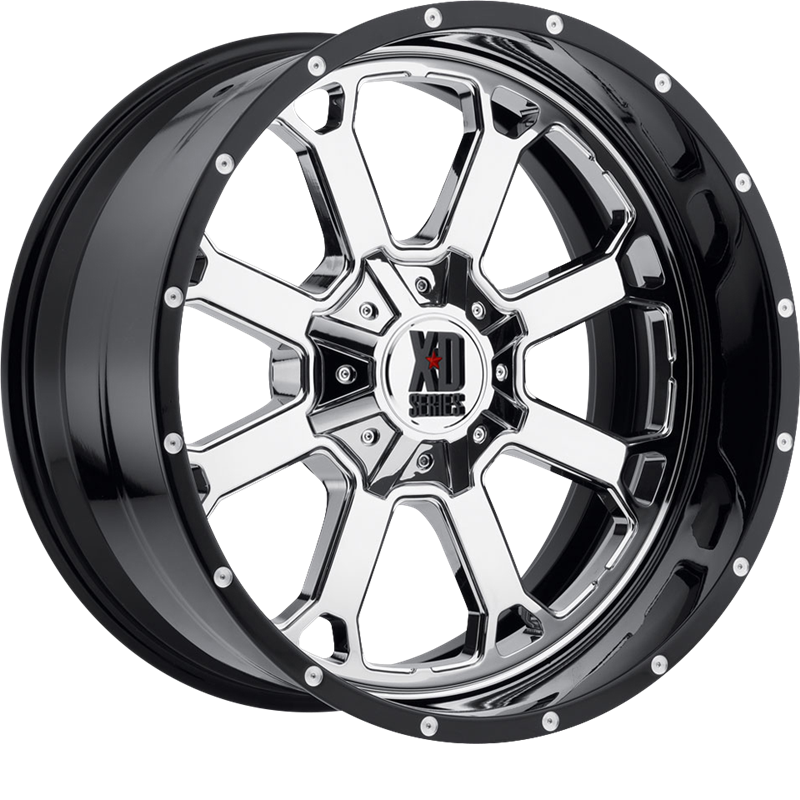 XD 20x10 XD202 Buck 25 Chrome w/ Gloss Black Milled Lip -18mm