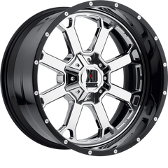 XD 20x10 XD202 Buck 25 Chrome w/ Gloss Black Milled Lip -18mm