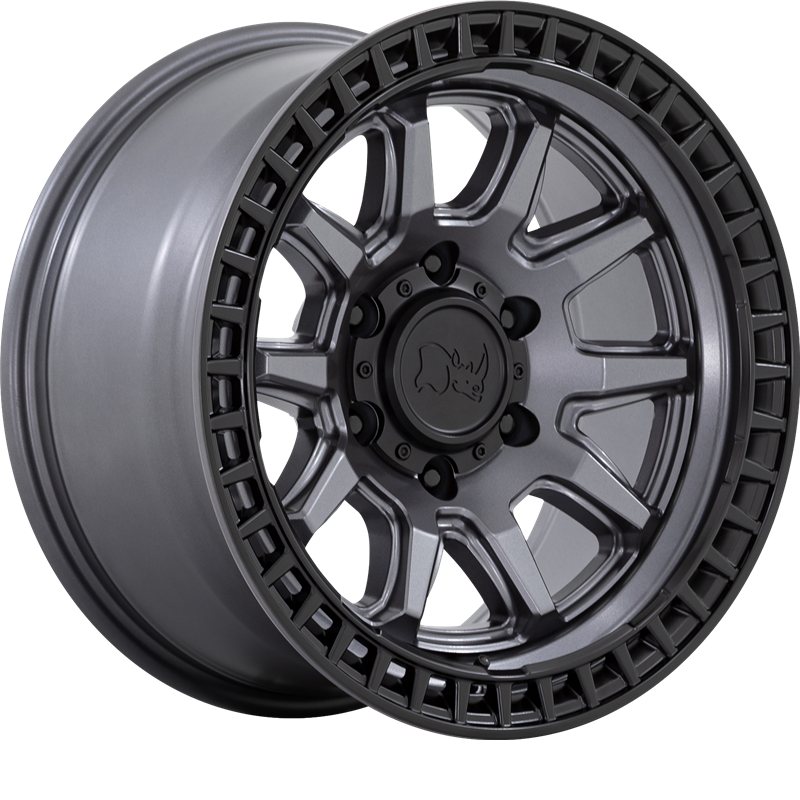 Black Rhino 17x8.5 Calico Matte Gunmetal w/ Matte Black Lip -10mm