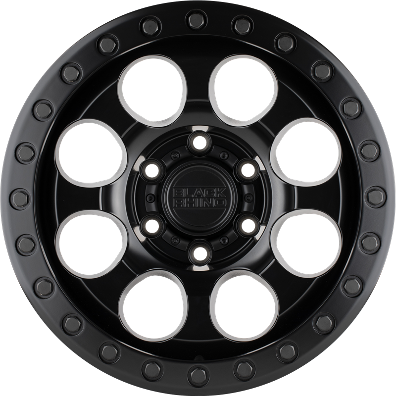 Black Rhino 17x9 Riot Matte Black w/ Black Bolts +12mm