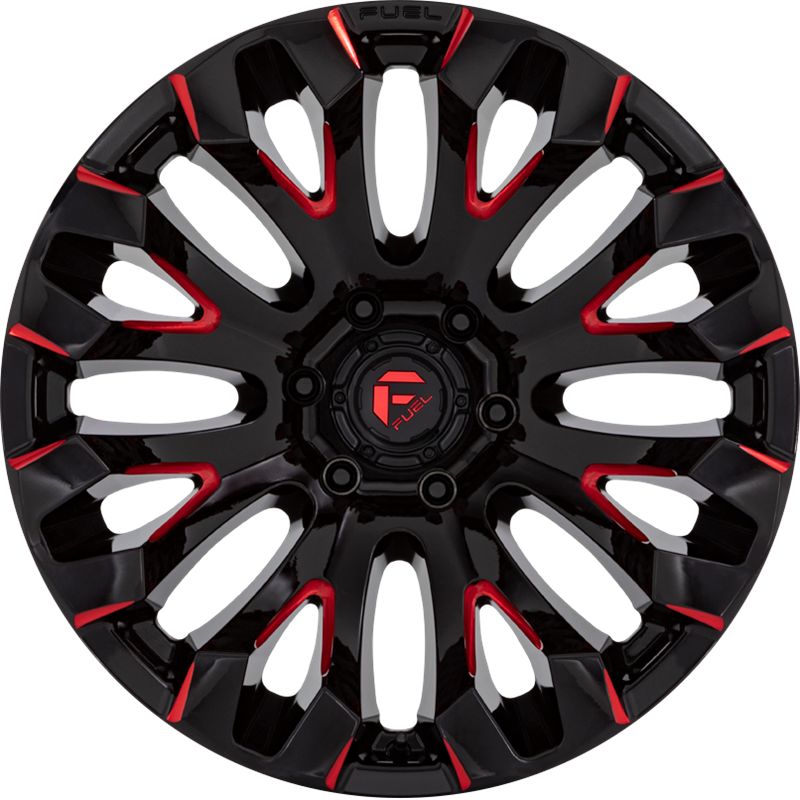 Fuel 20x9 D829 Quake Gloss Black Milled w/ Red Tint +1mm